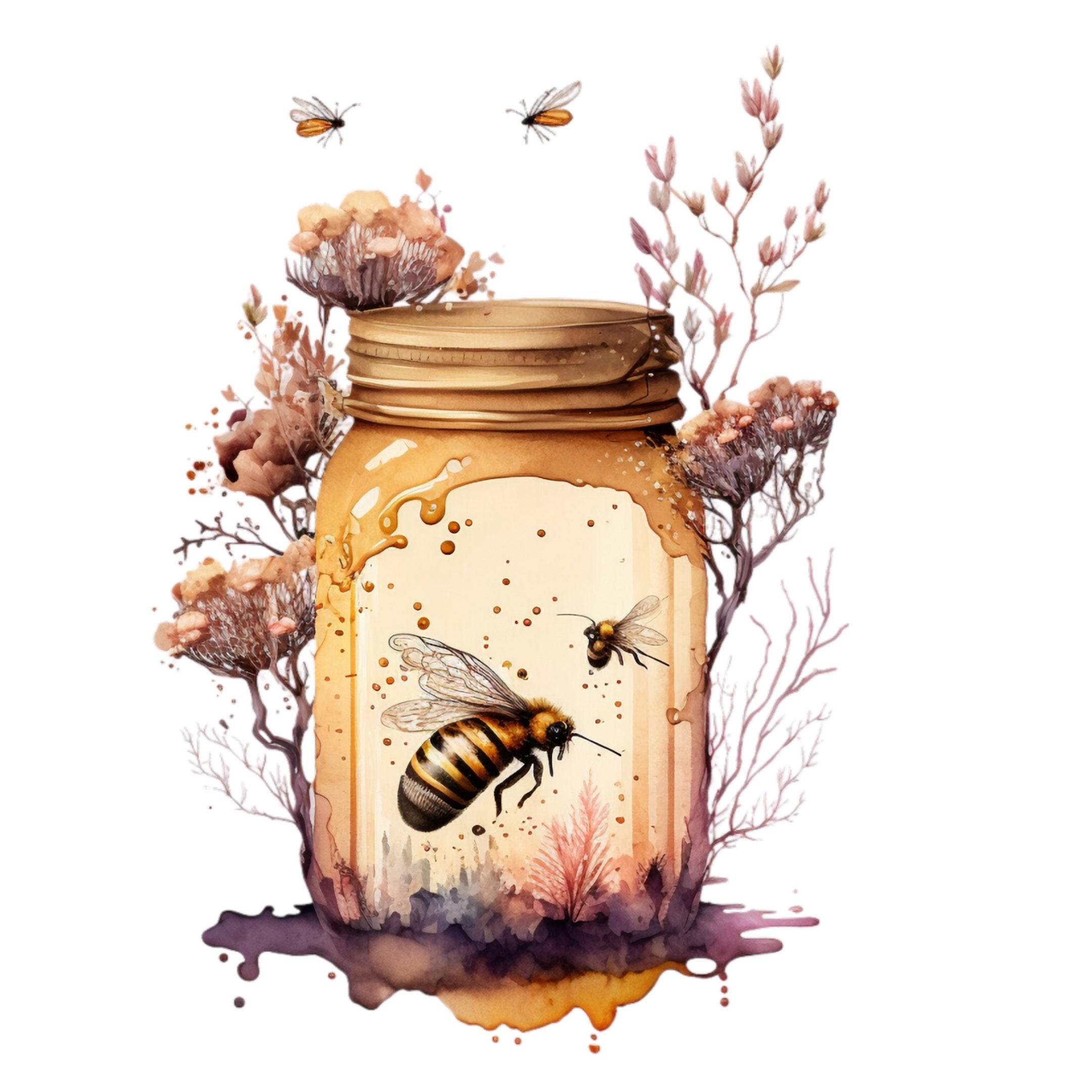 Vintage Bee Scene #5 Fabric Panel