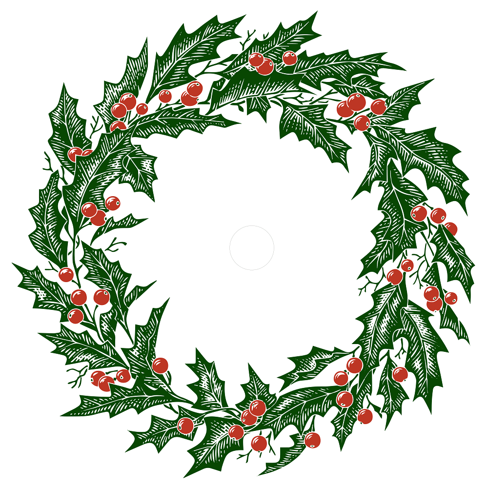 Vintage Hand Drawn Christmas Tree Skirt Fabric Panel