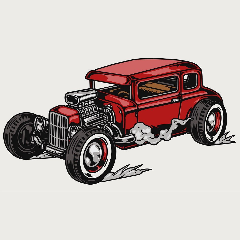 Vintage Red Roadster Fabric Panel - Tan