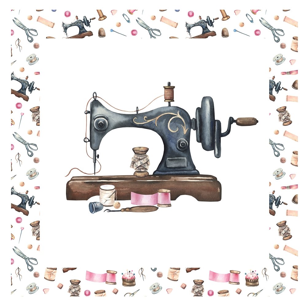 Vintage Sewing Machine Pillow Panels