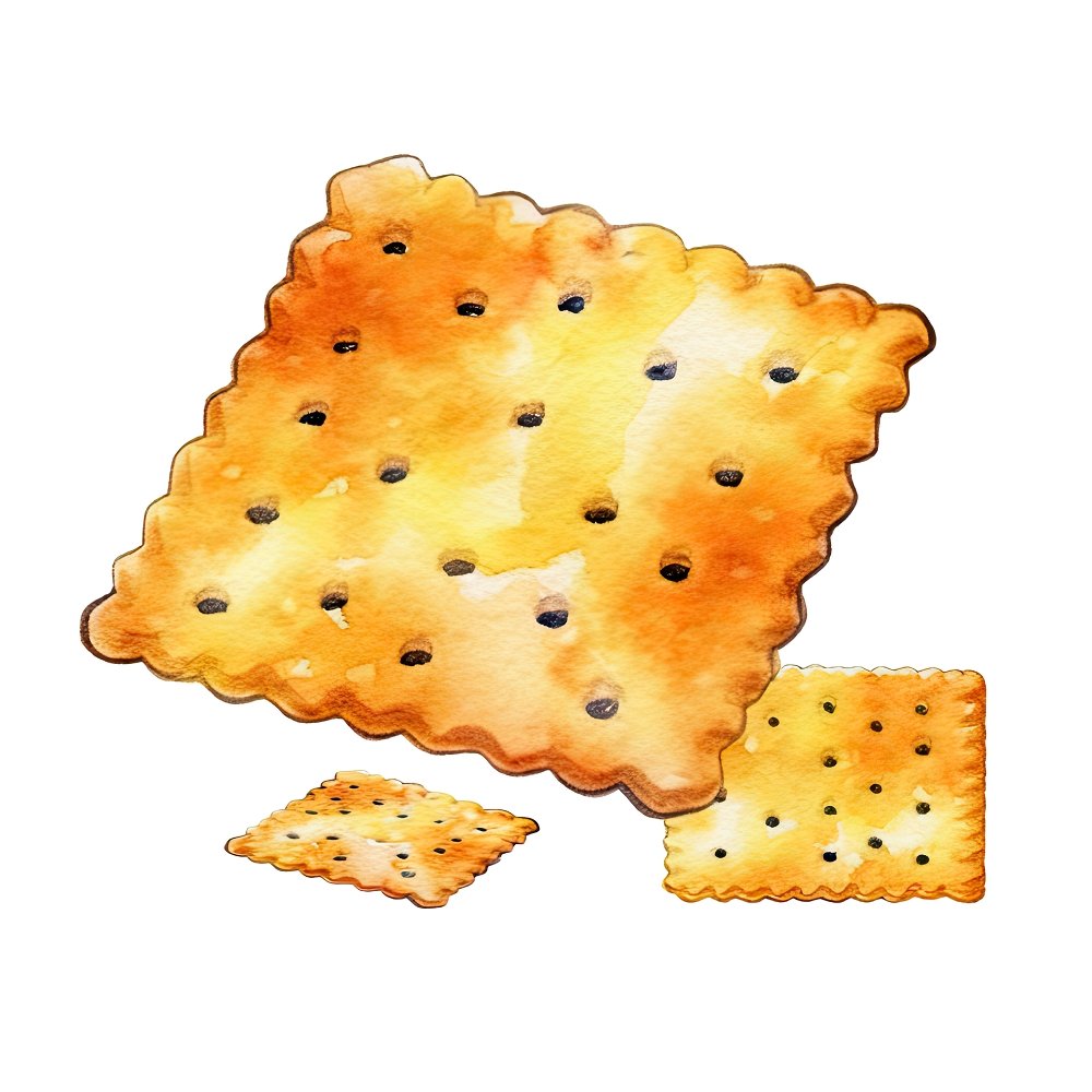 Watercolor Baked Goods Crackers Fabric Panel