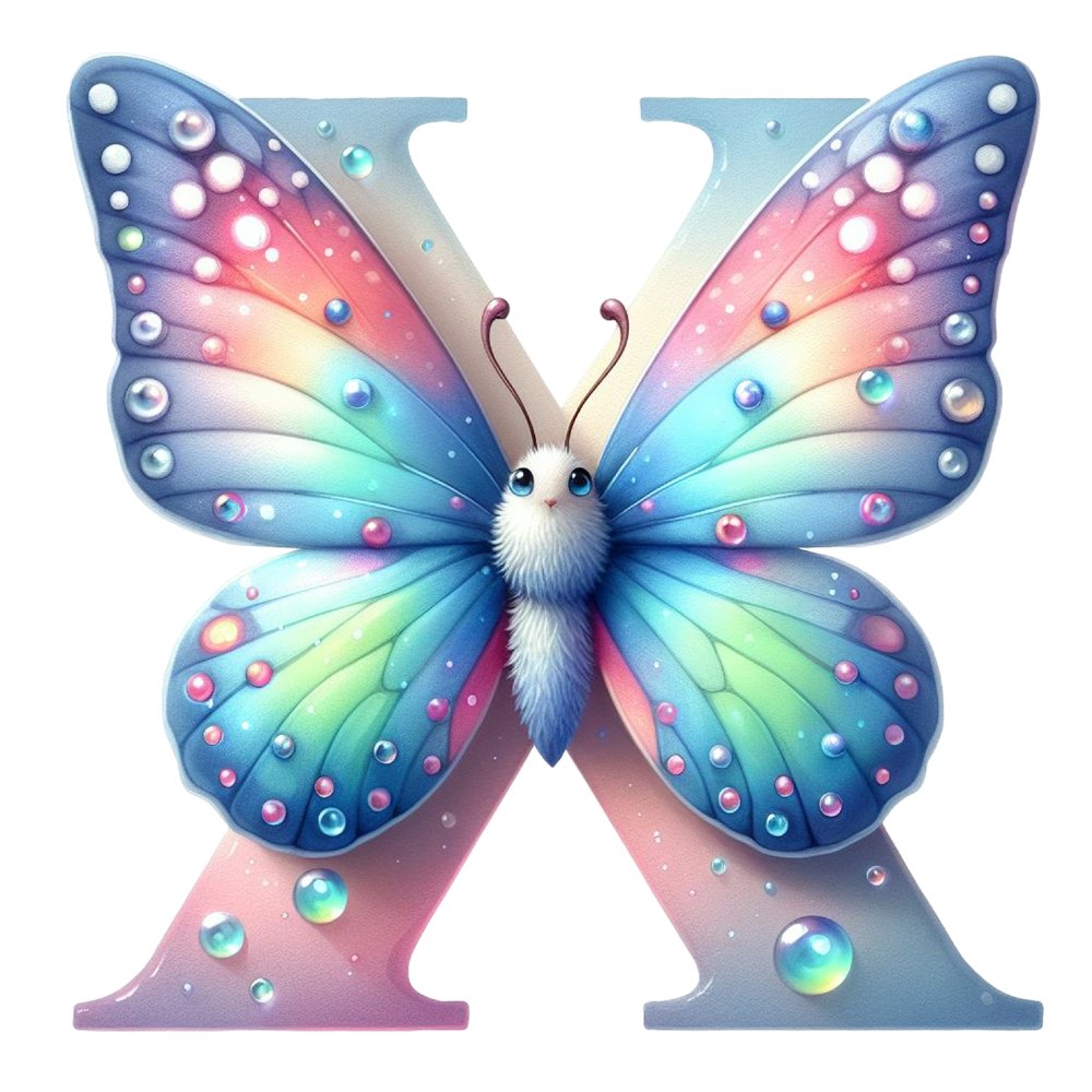 Watercolor Butterfly Letter ''X'' Fabric Panel