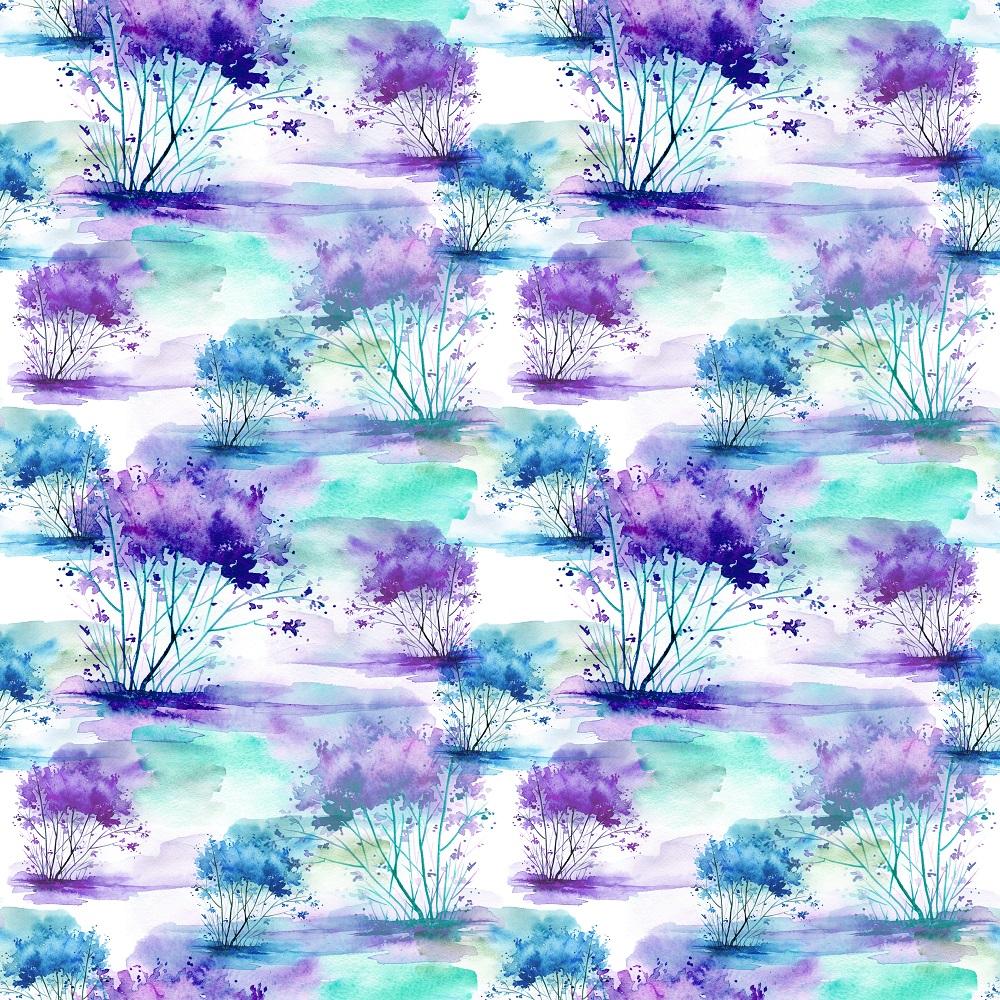 Watercolor Landscape Fabric - Purple
