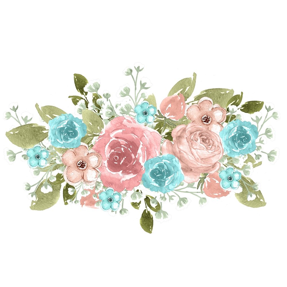 Watercolor Lavish Bouquet Fabric Panel - Variation 1