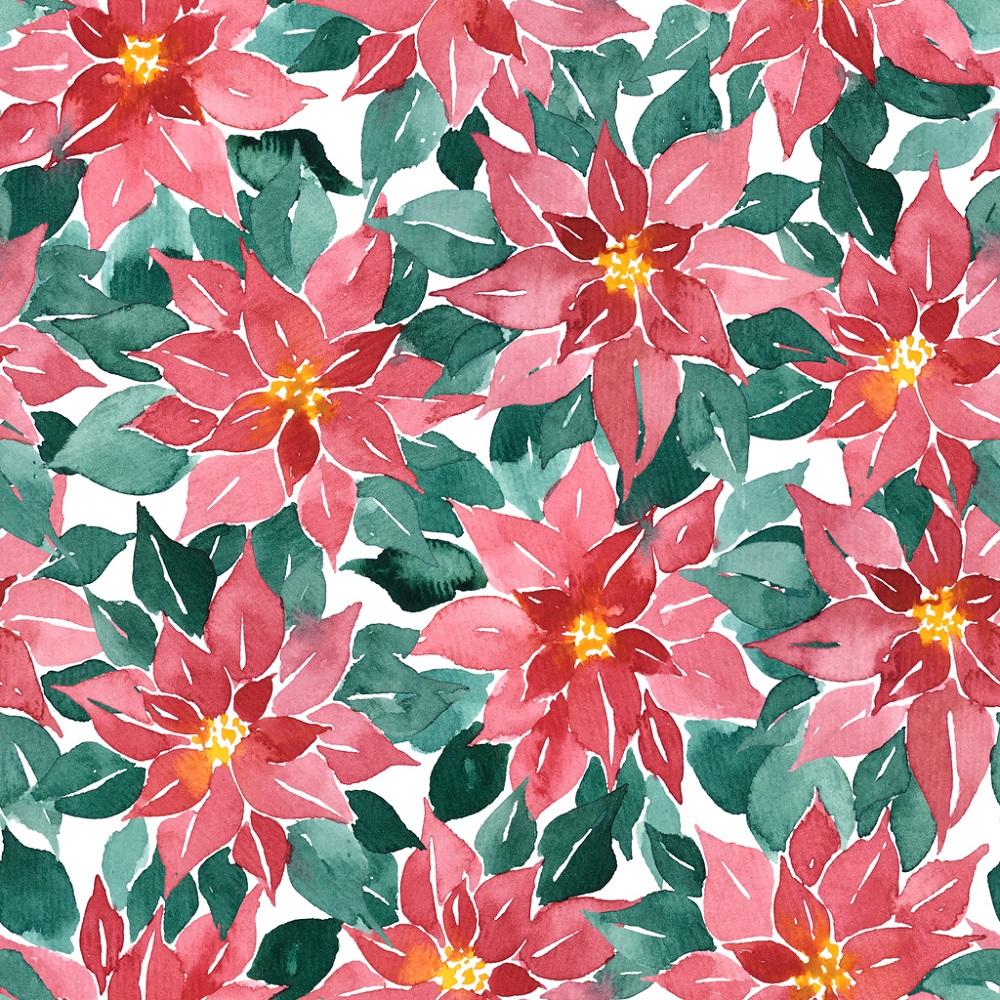 Watercolor Poinsettia Fabric
