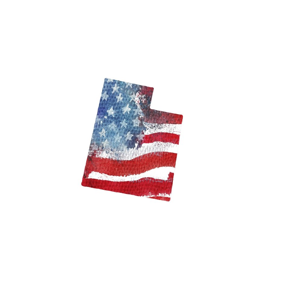 Watercolor Textured Flag Fabric Panel - Utah