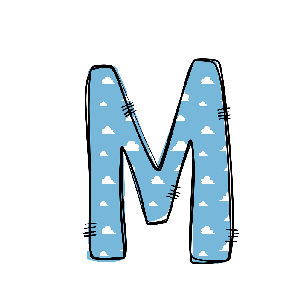 Western Cowboy ''M'' Clouds Fabric Panel