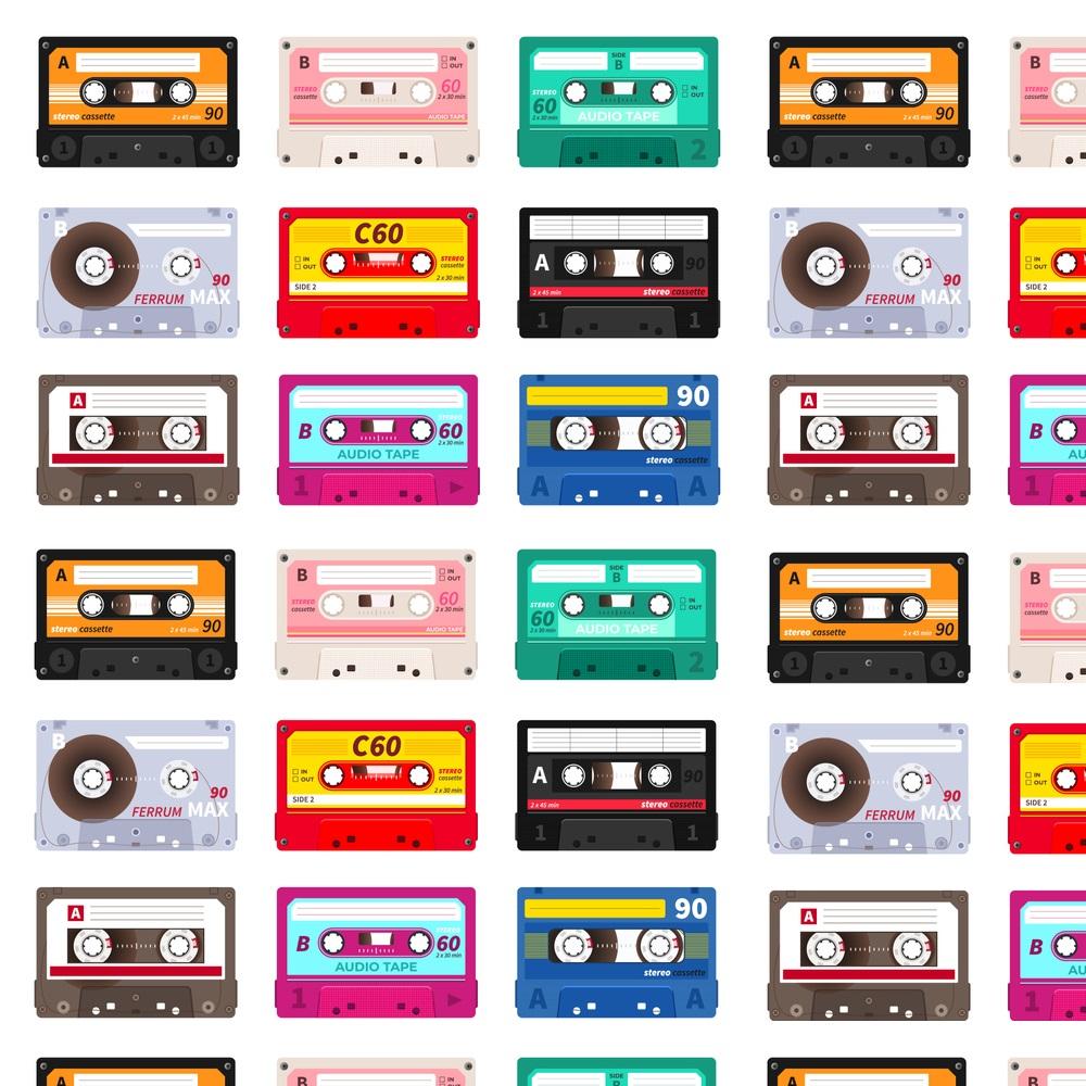 1980s Retro Cassette Tapes Fabric