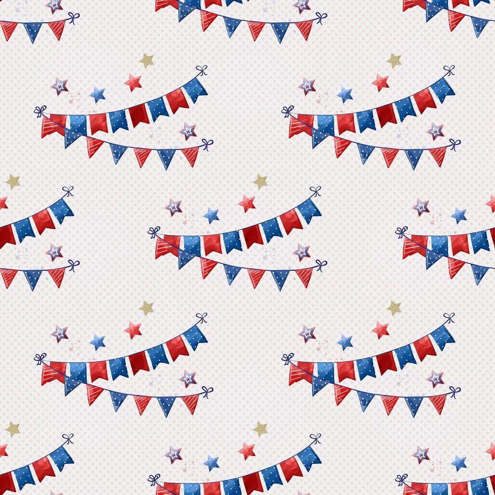 4th of July Garland & Polka Dots Fabric - Pink