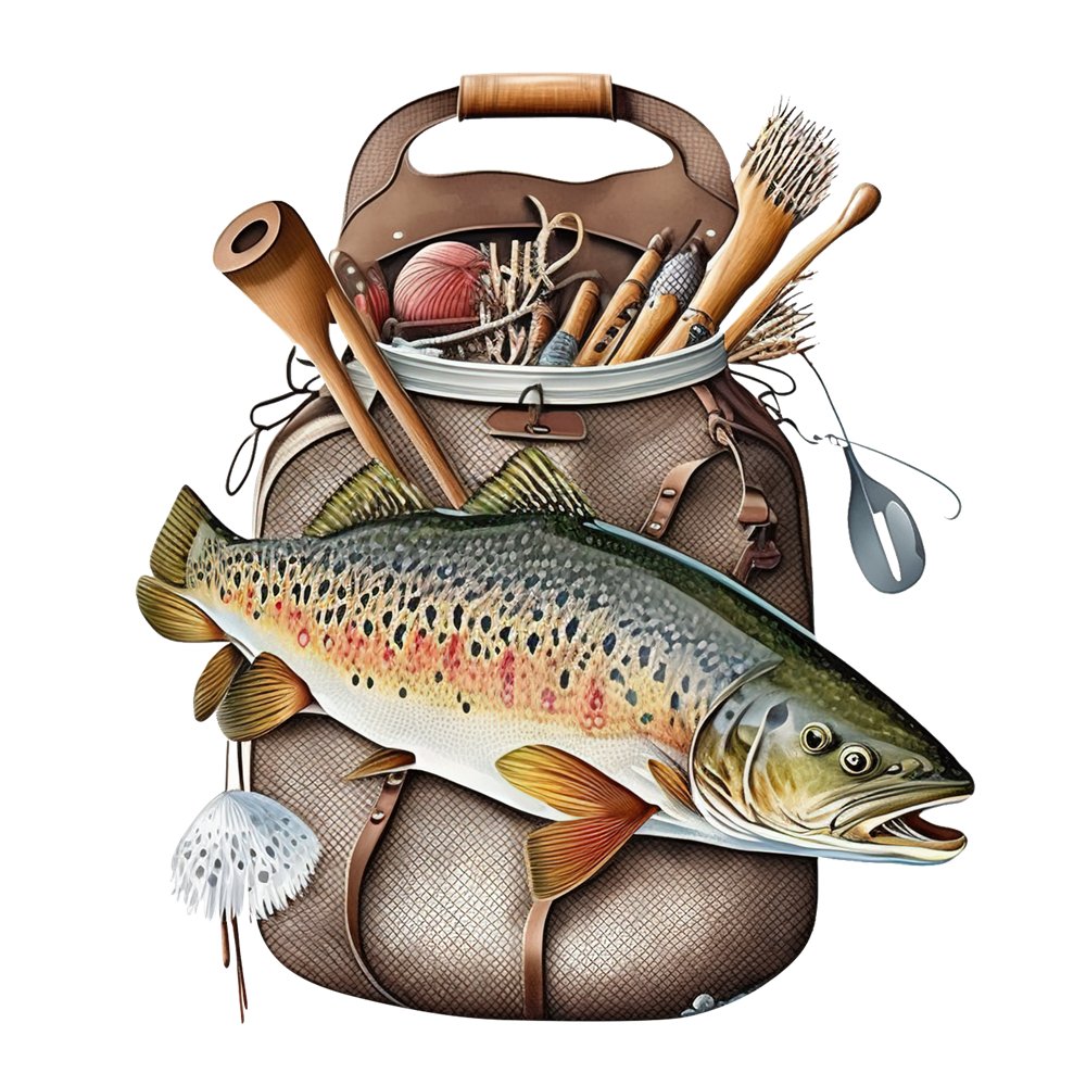 Trout Fishing Creel #2 Fabric Panel