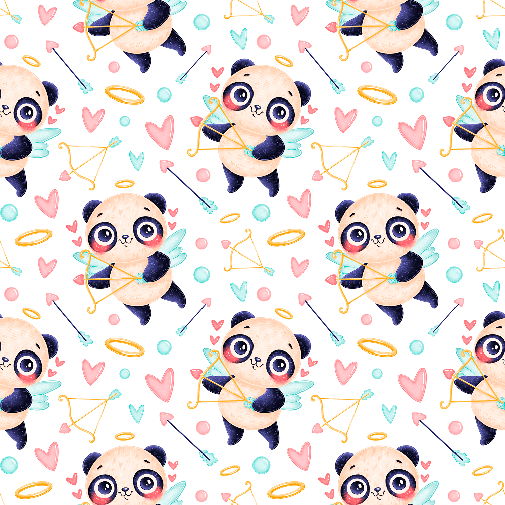 Valentine's Day Pandas Fabric