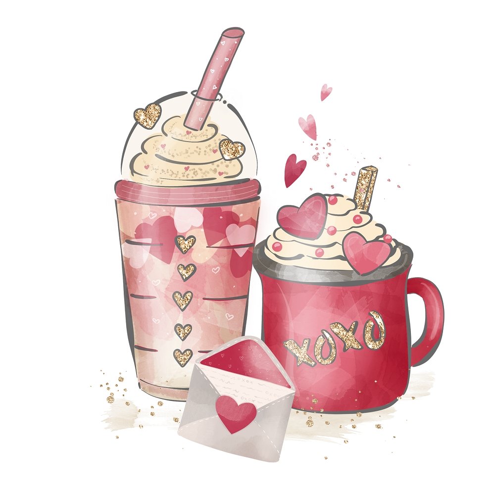 Valentines Coffee #3 Fabric Panel