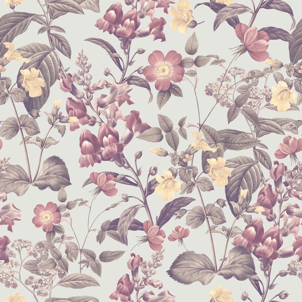 Vintage Floral Dreams Romantic Flowers Fabric - Tan