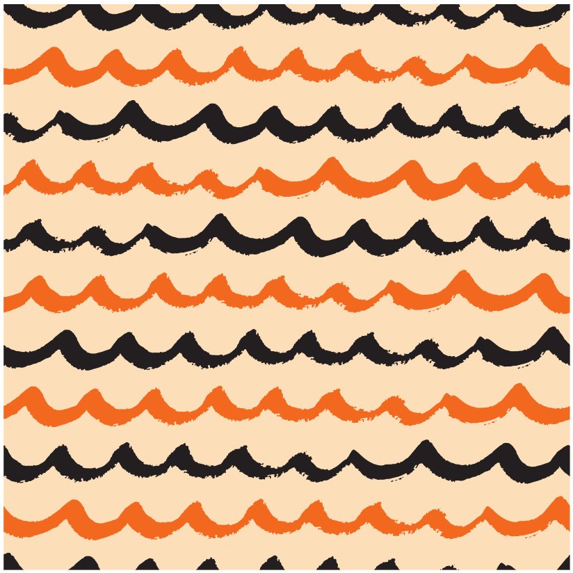 Vintage Halloween Waves Fabric - Tan