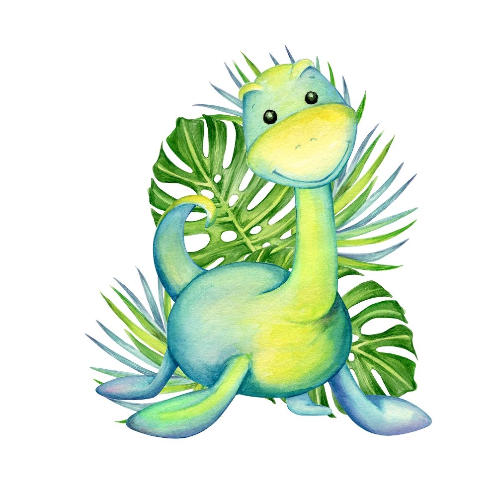 Watercolor Apatosaurus Fabric Panel