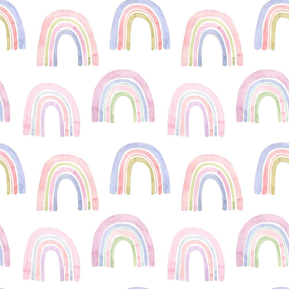 Watercolor Assorted Rainbows Fabric