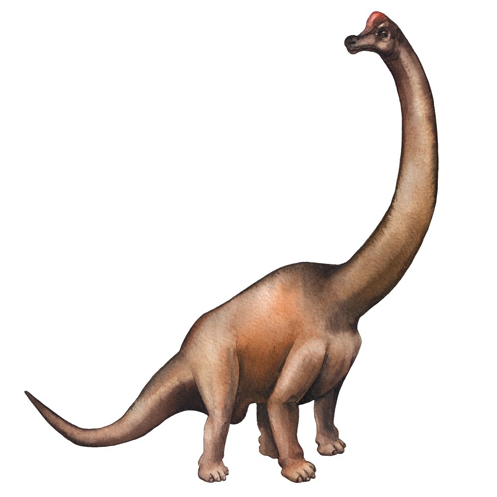 Watercolor Dinosaur Brachiosaurus Style #1 Fabric Panel