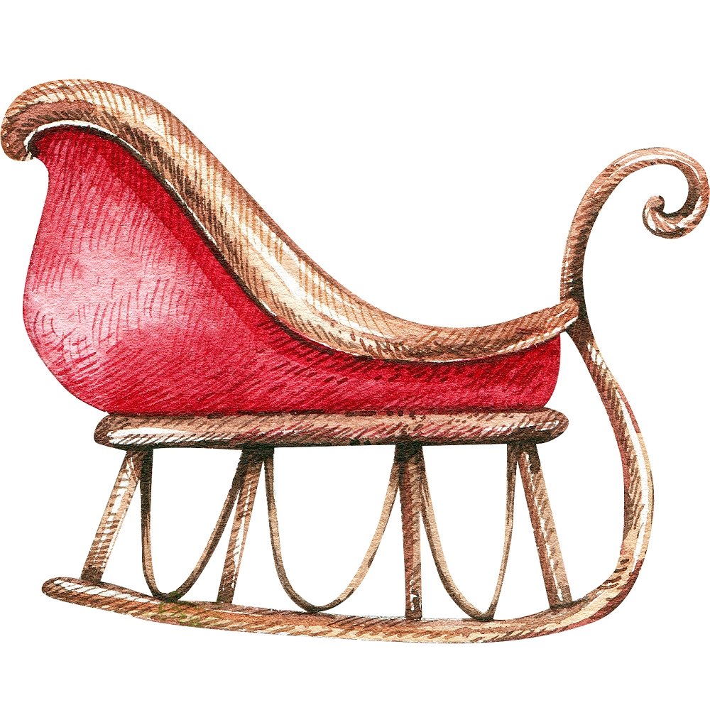 Watercolor Sleigh Fabric Panel
