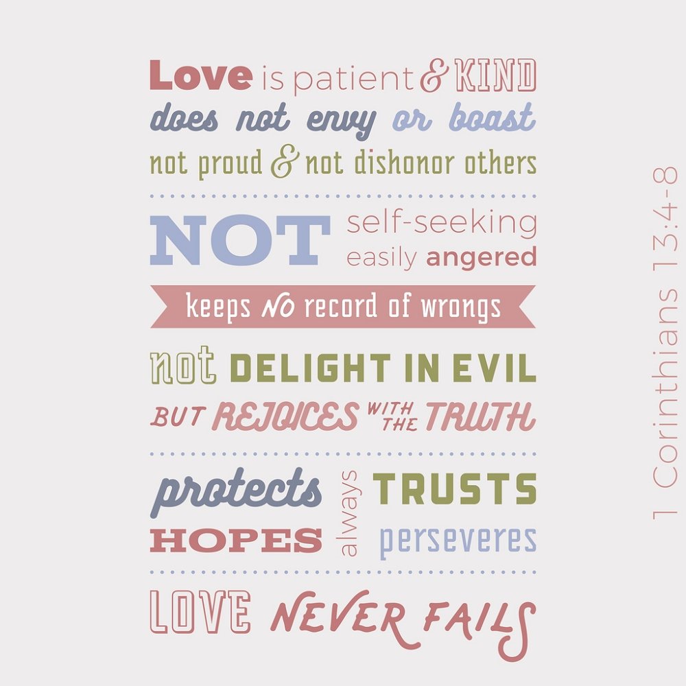 1 Corinthians 13:8 Fabric Panel - Pink