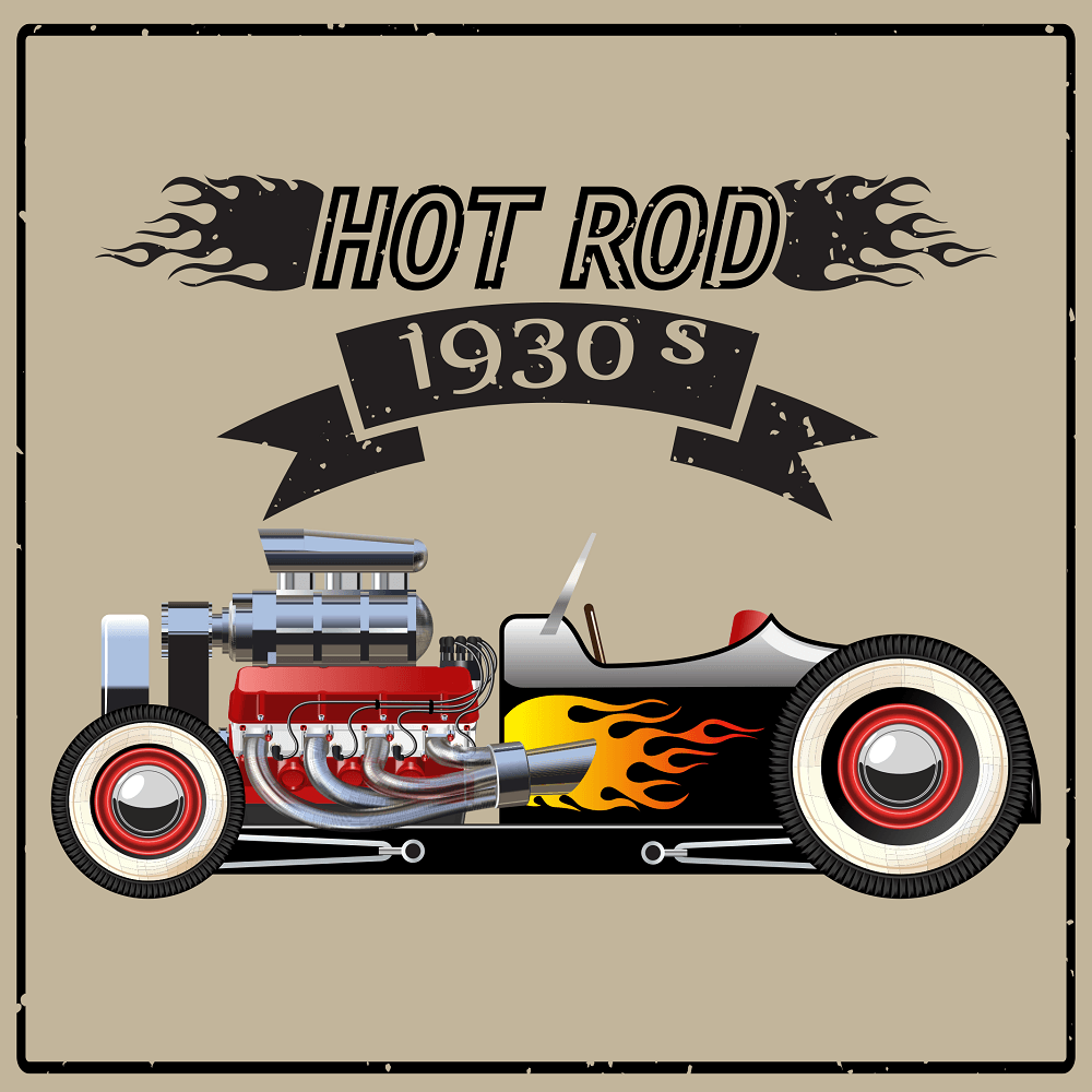 1930's Hot Rod Fabric Panel - Multi