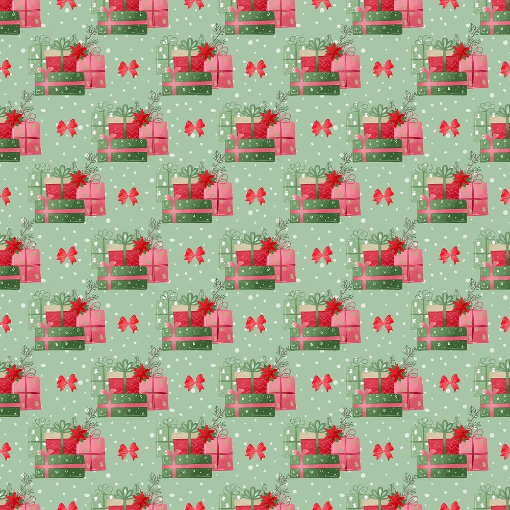 A Country Christmas Presents Fabric - Green