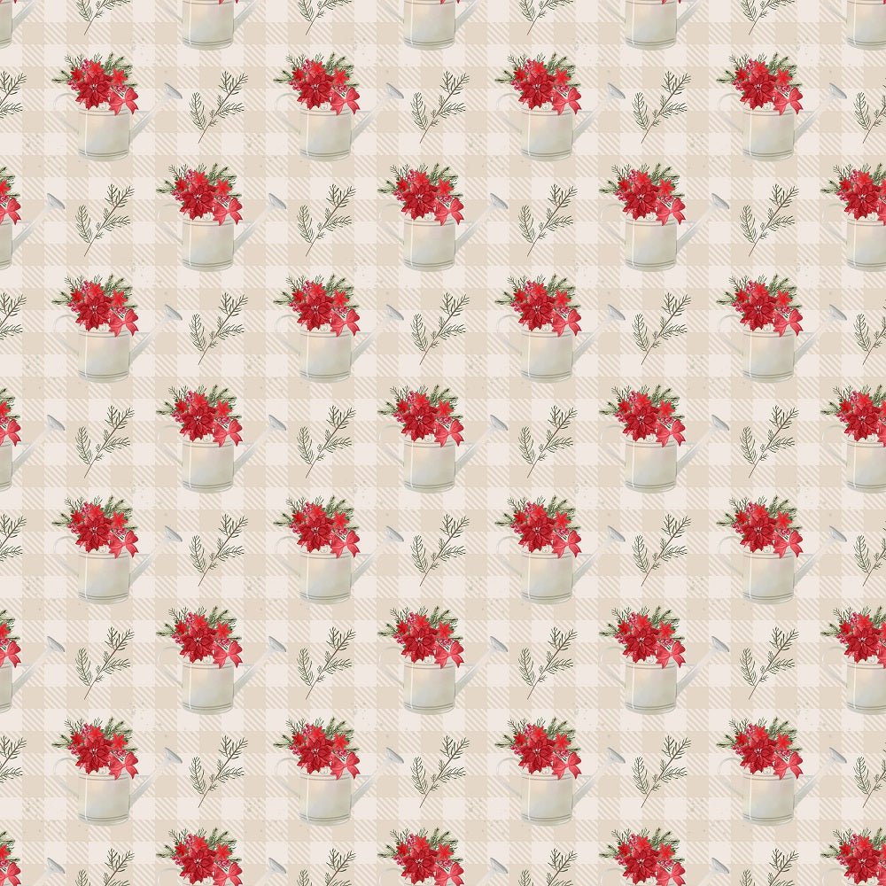 A Country Christmas Water Cans Fabric - Tan