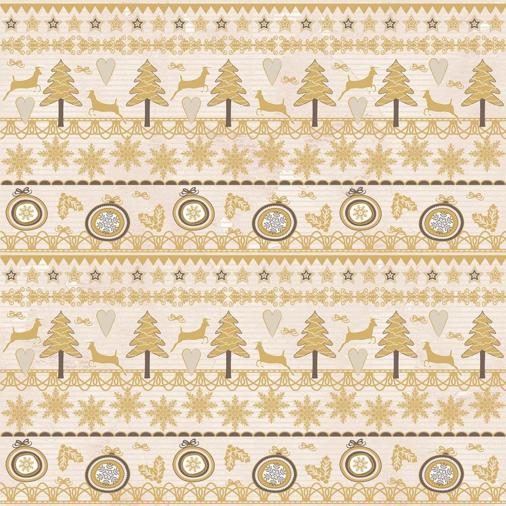 A Golden Christmas Border Fabric