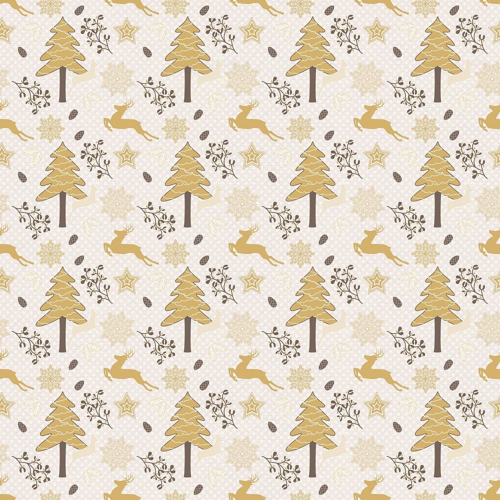A Golden Christmas Deer Fabric