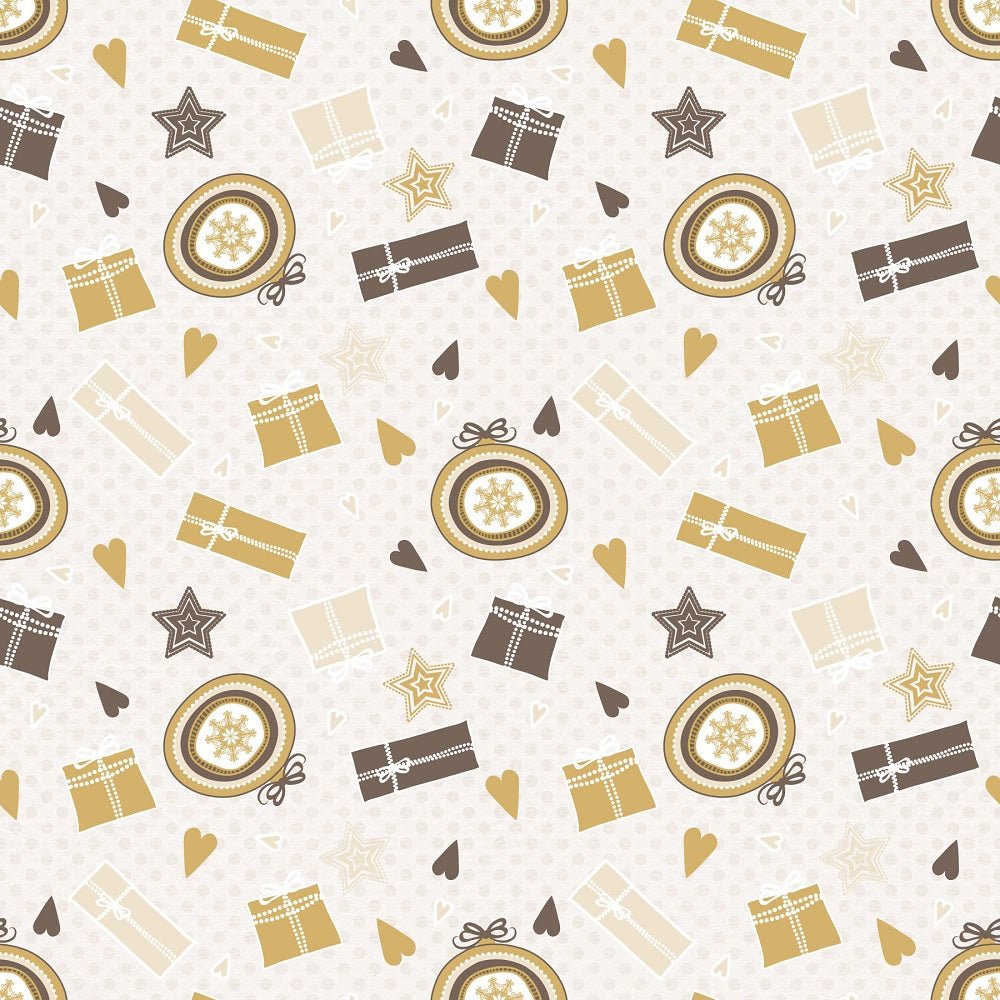 A Golden Christmas Gifts on Dots Fabric
