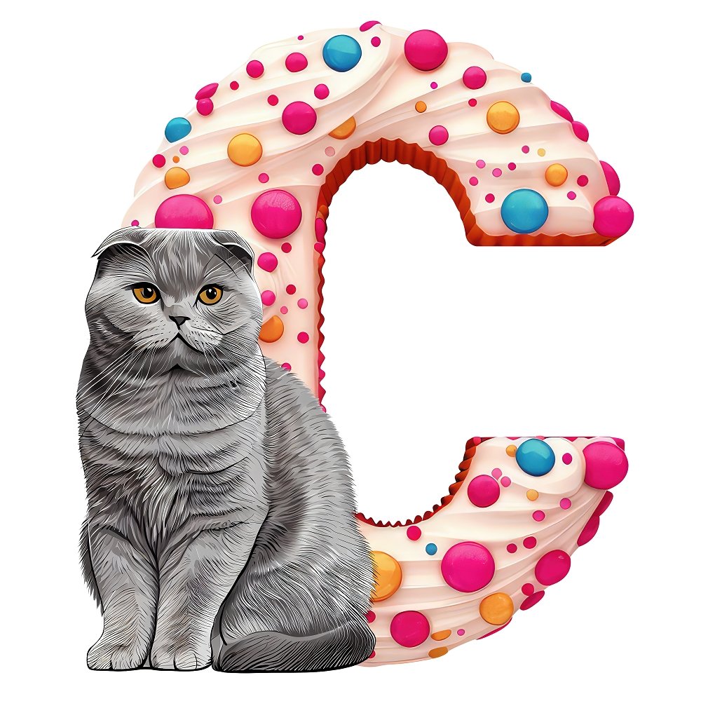 "C" Cat Cookie Fabric Panel