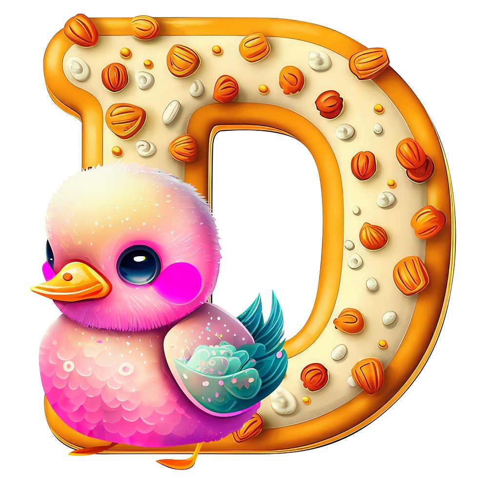 "D" Duck Cookie Fabric Panel