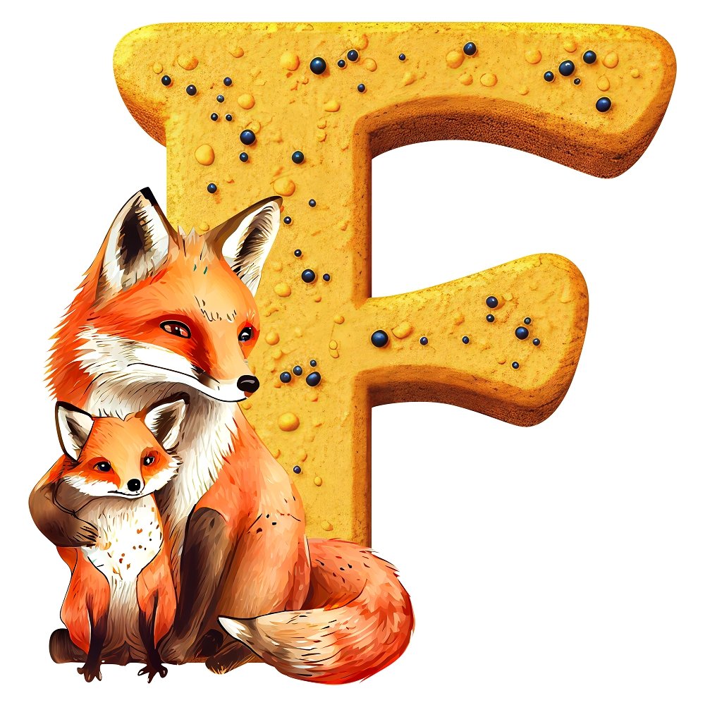 "F" Fox Cookie Fabric Panel