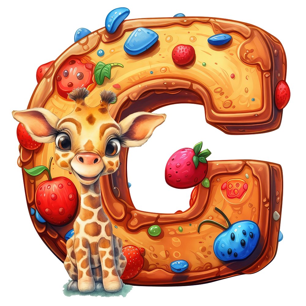 "G" Giraffe Cookie Fabric Panel