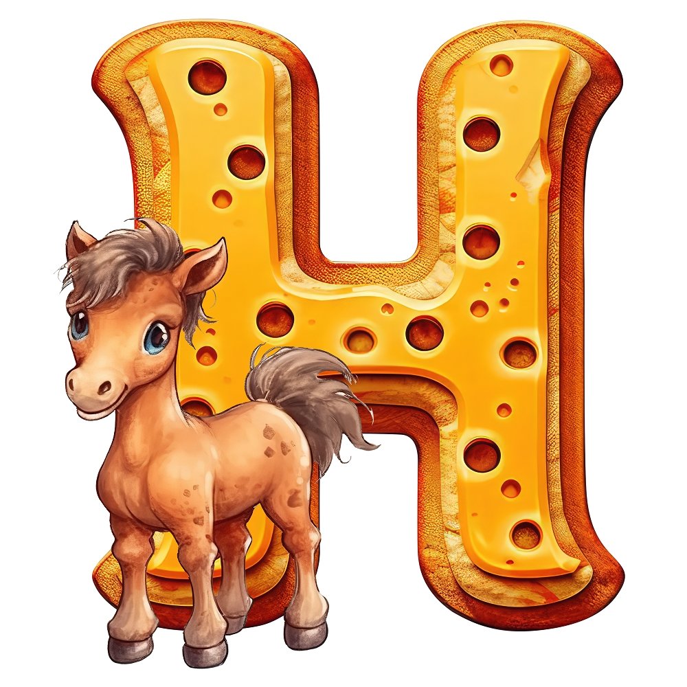 "H" Horse Cookie Fabric Panel