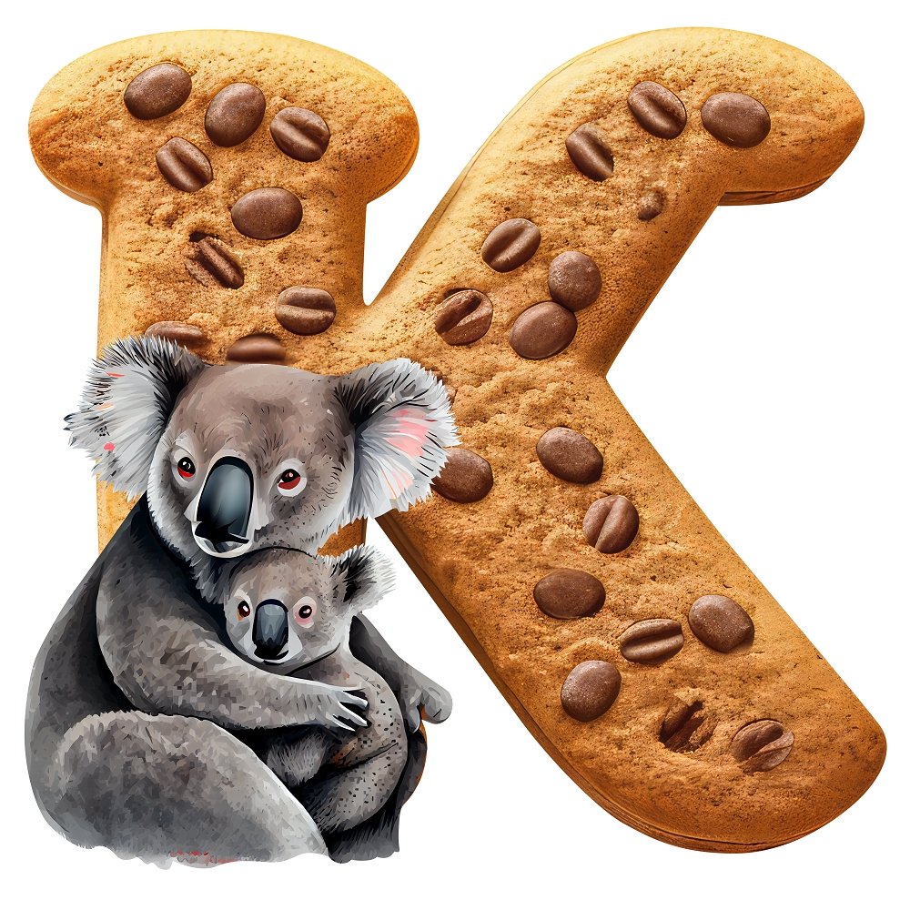 "K" Koala Cookie Fabric Panel
