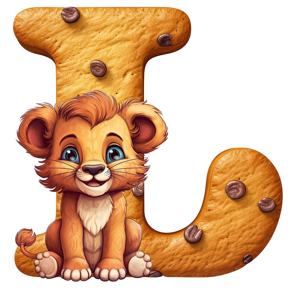 "L" Lion Cookie Fabric Panel