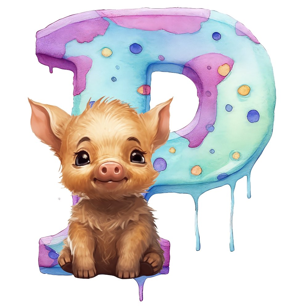 "P" Pig Cookie Fabric Panel