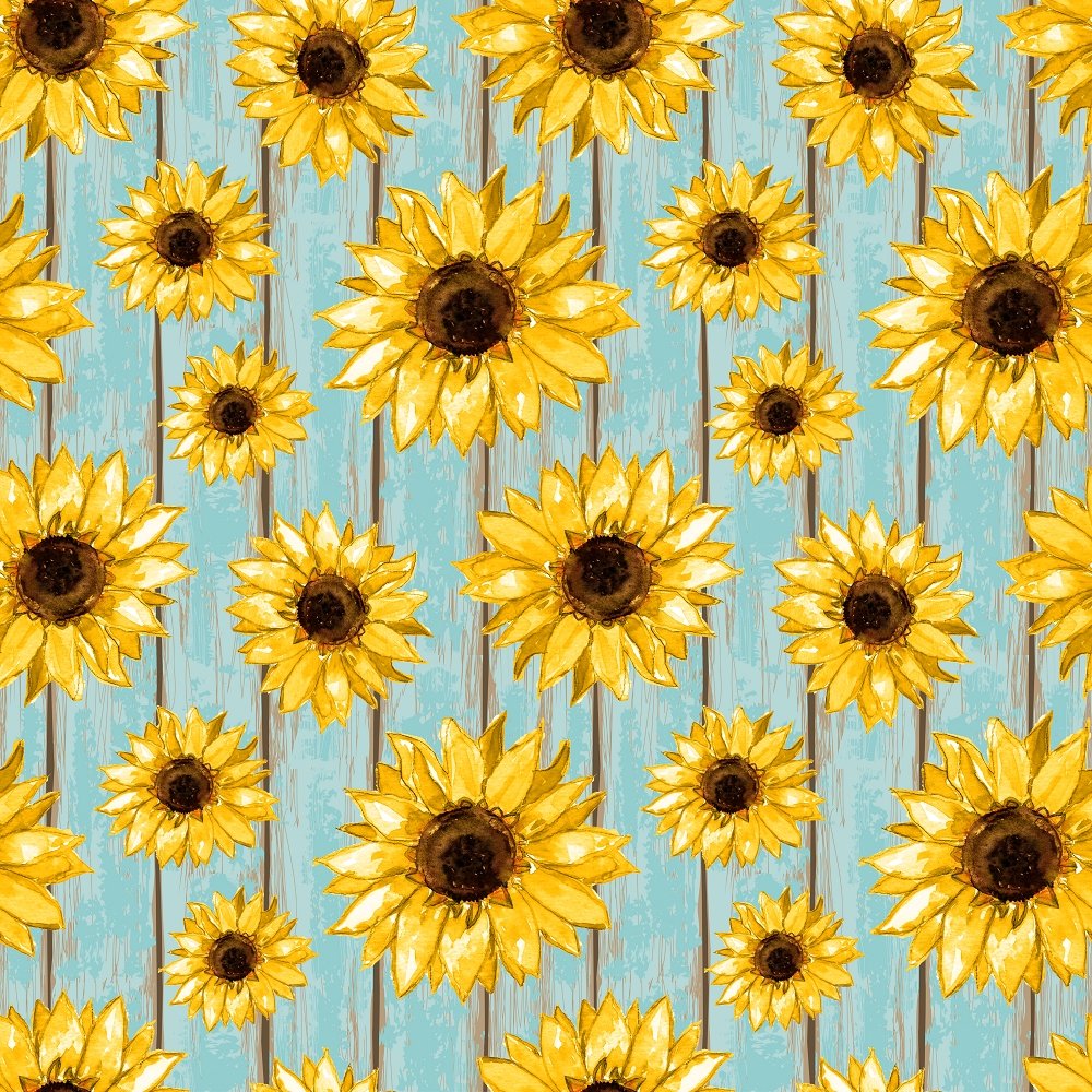 Sunflowers on Shabby Chic Wood Fabric