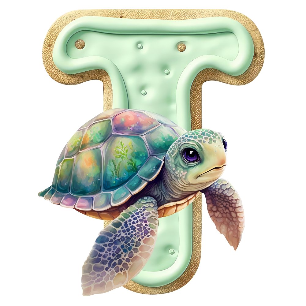 "T" Turtle Cookie Fabric Panel