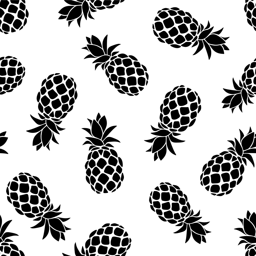 Tossed Pineapples Fabric - Black/White