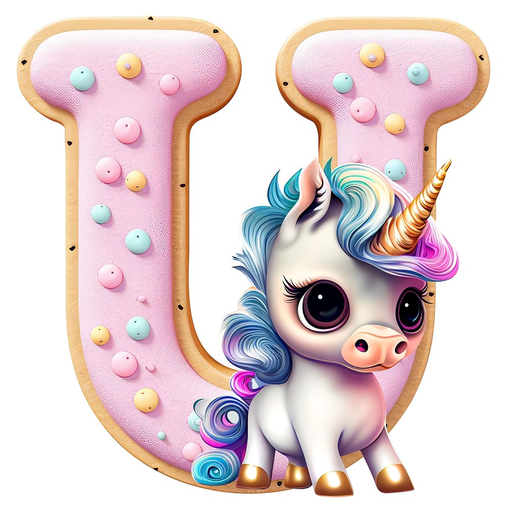 "U" Unicorn Cookie Fabric Panel