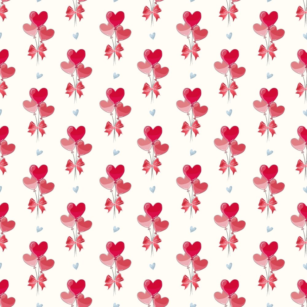 Valentine Balloon Hearts Fabric - White