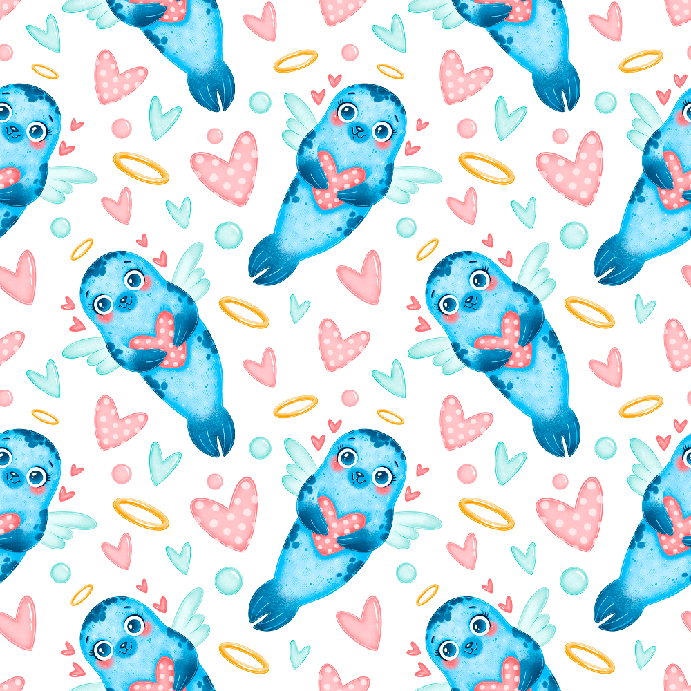 Valentine's Day Seals Fabric