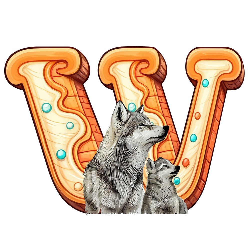 "W" Wolf Cookie Fabric Panel