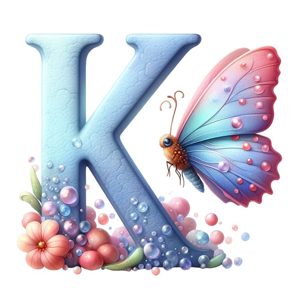 Watercolor Butterfly Letter ''K'' Fabric Panel