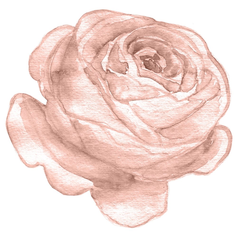 Watercolor Lavish Rose Fabric Panel - Peach