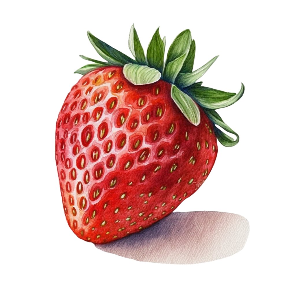 Watercolor Strawberry Fabric Panel