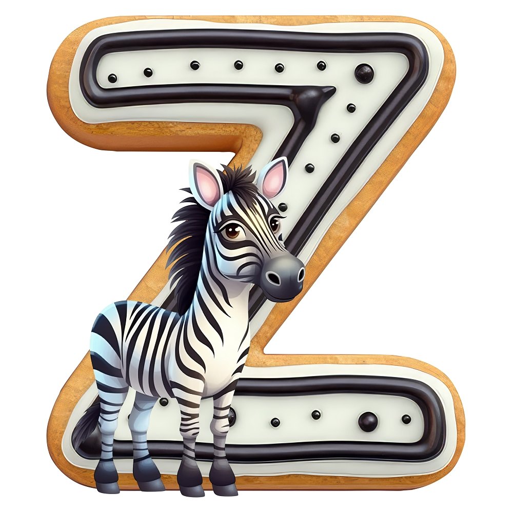 "Z" Zebra Cookie Fabric Panel