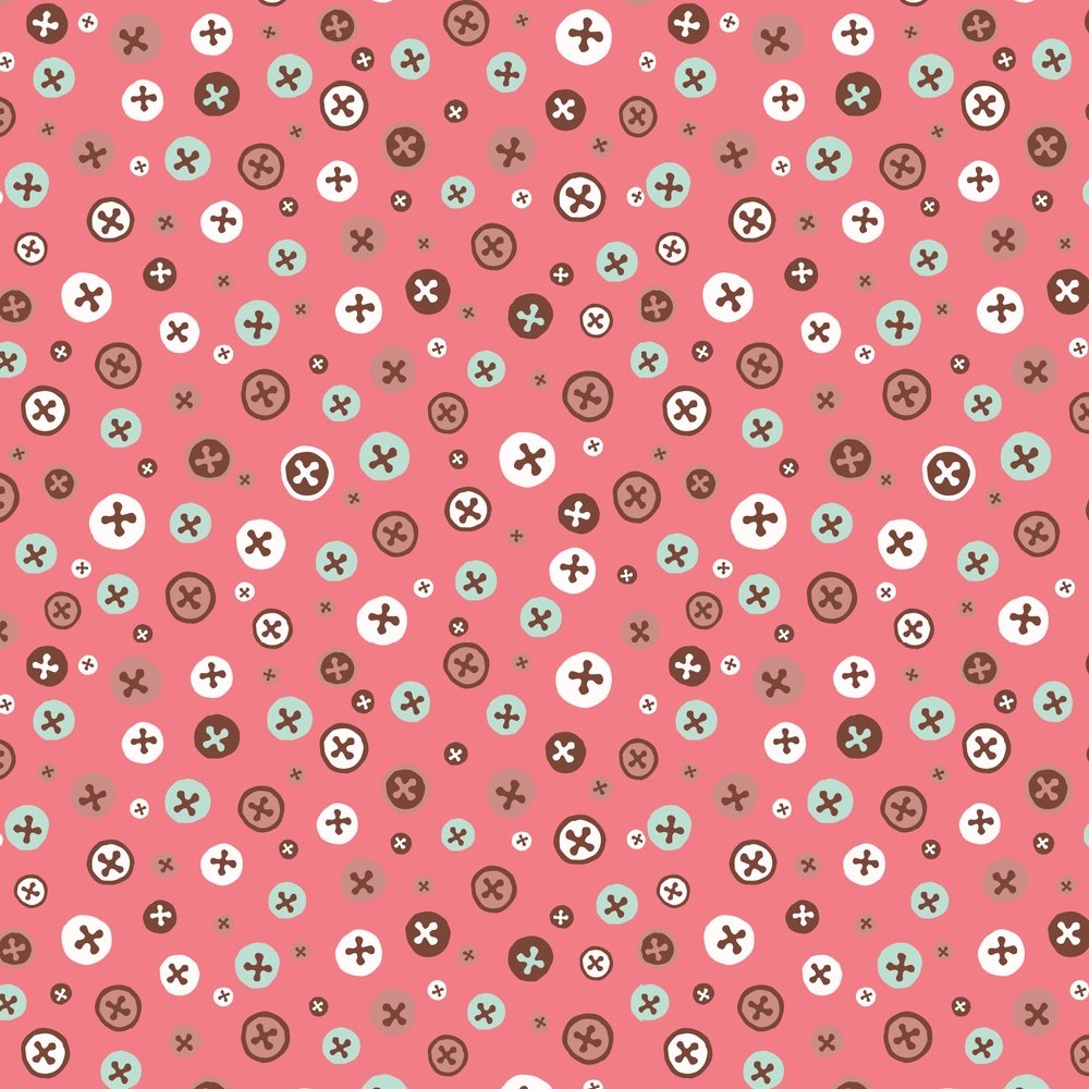 Adorable Crafters Buttons Fabric - Pink