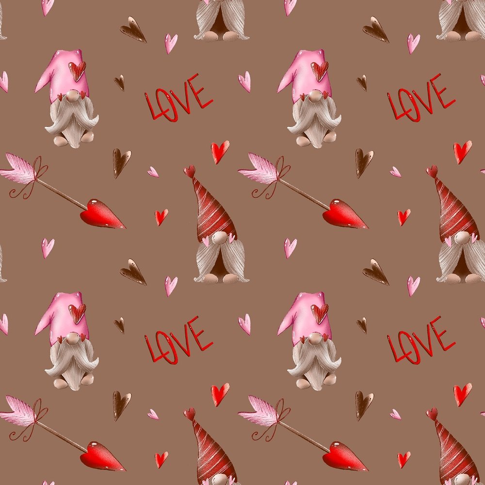 Arrows and Gnomes Fabric - Brown